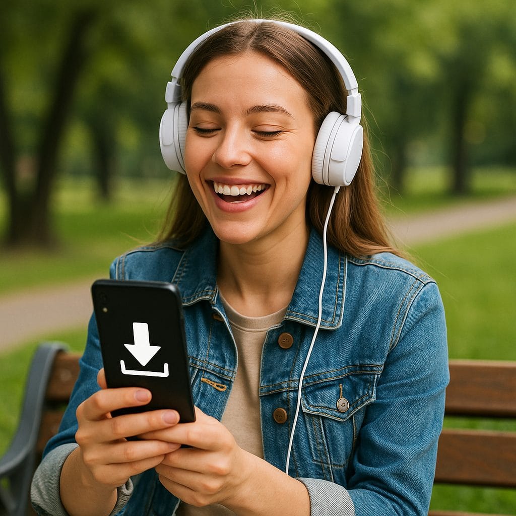 公園でリラックスする女性