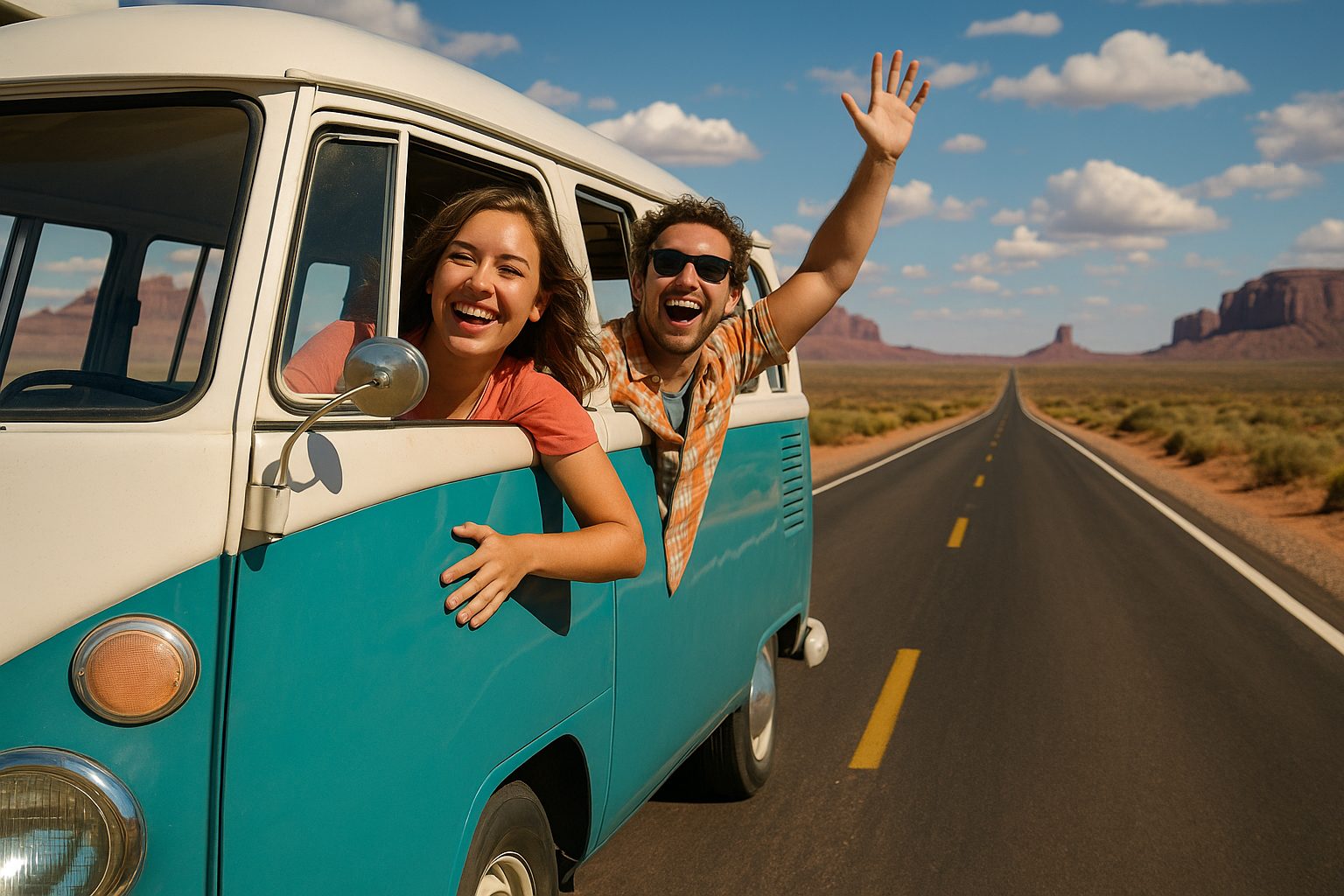 青空と広がる道の旅