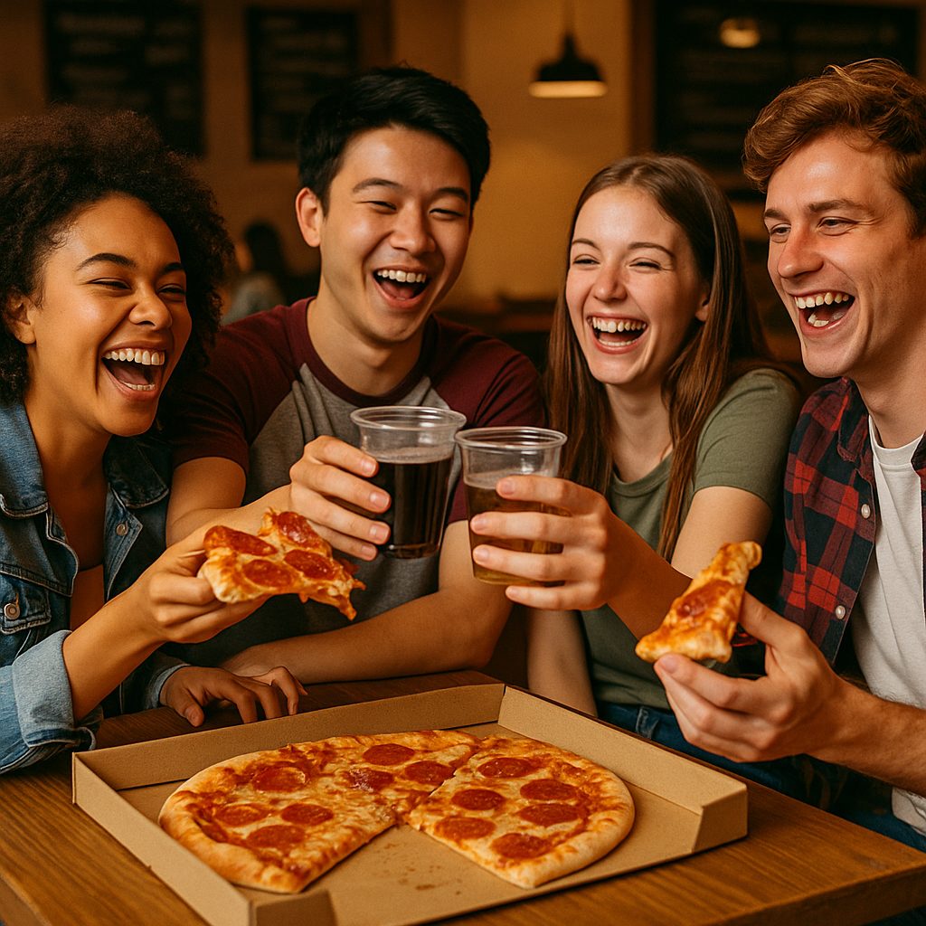 ピザと笑顔の集まり