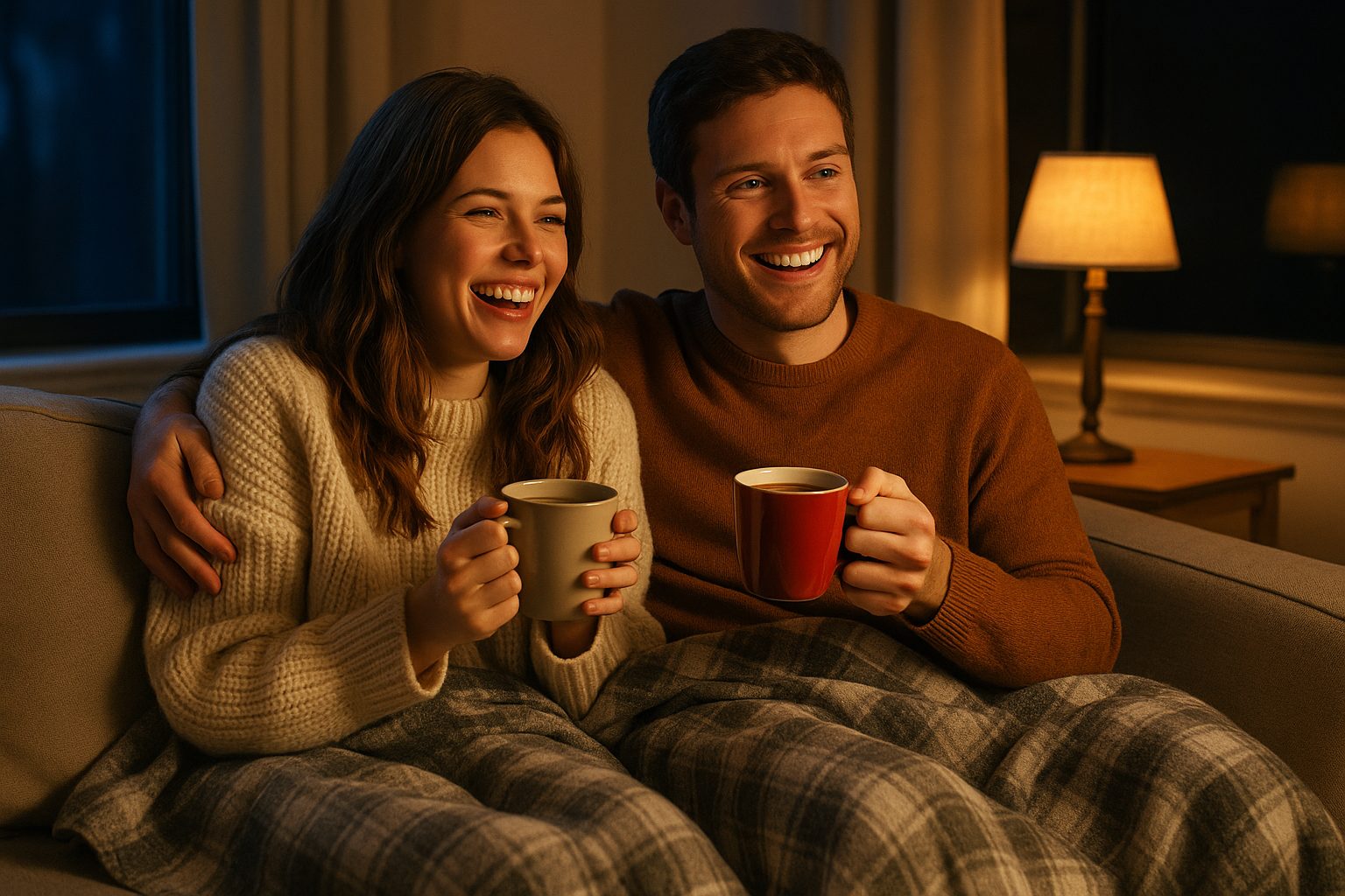 温かな夜のソファでのひととき