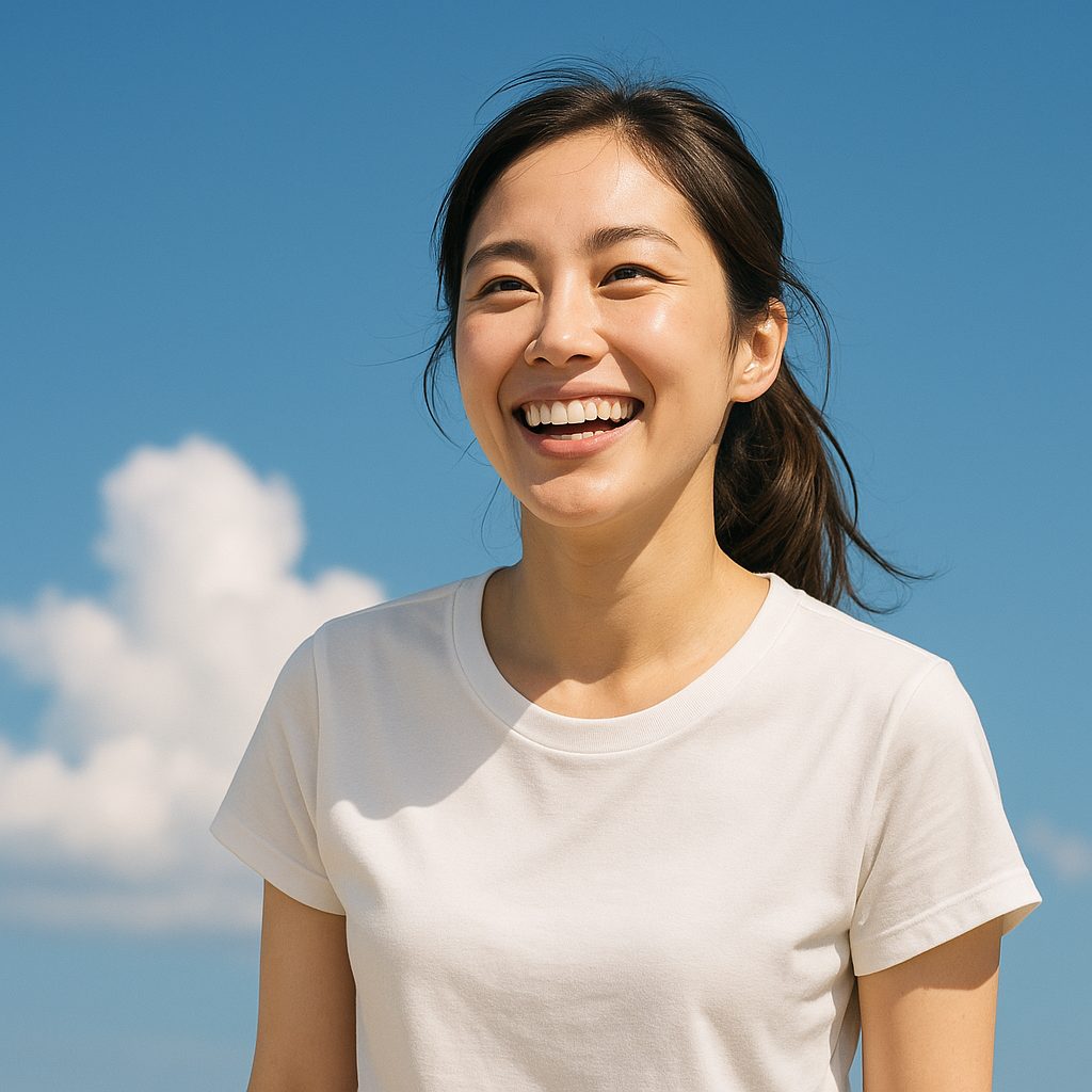 青空の下の微笑み