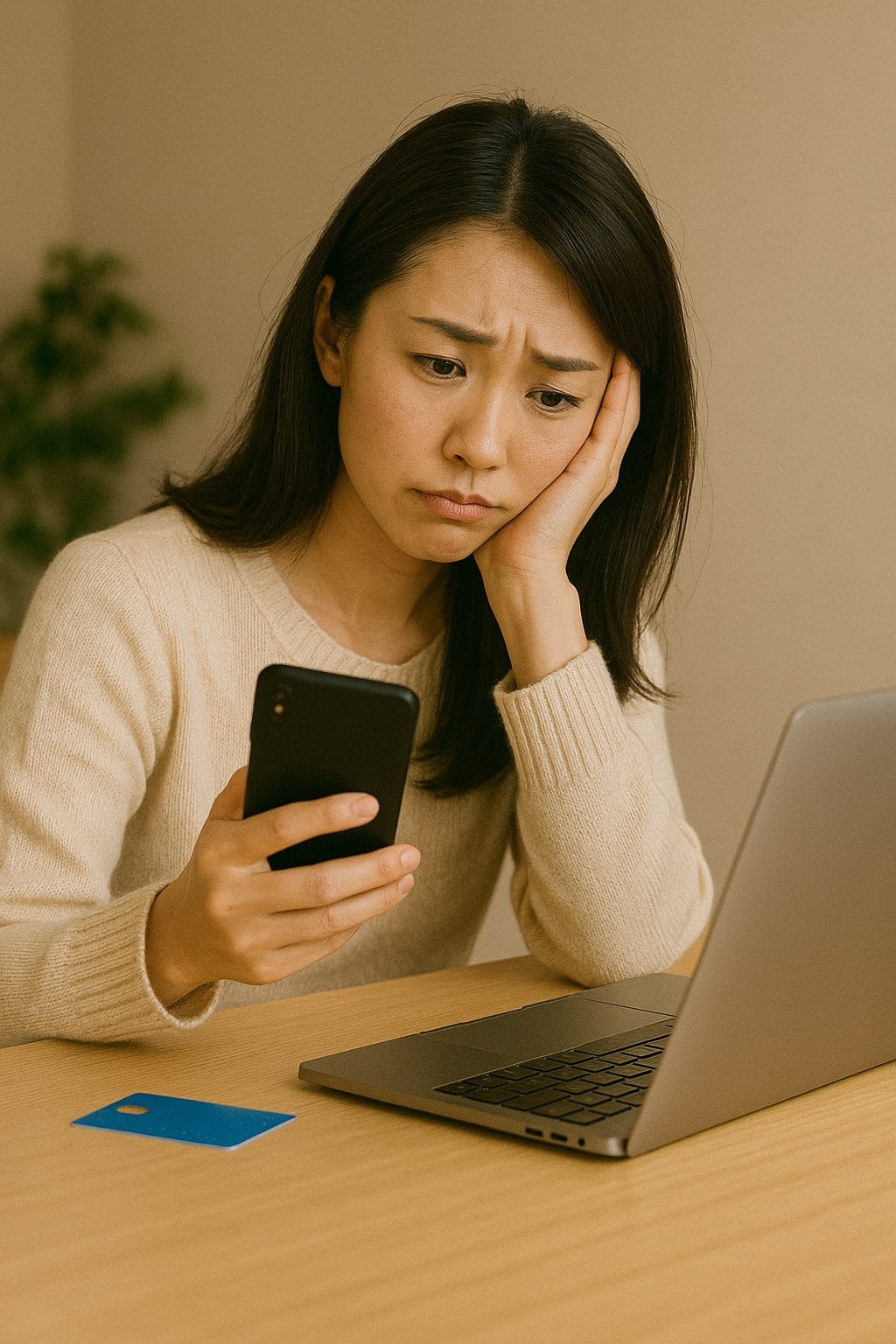 心配そうな表情の女性