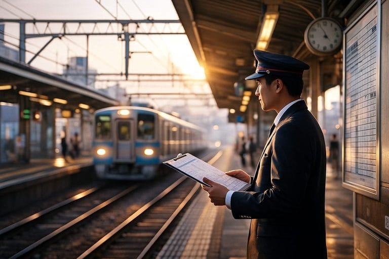 駅のプラットフォームと車掌