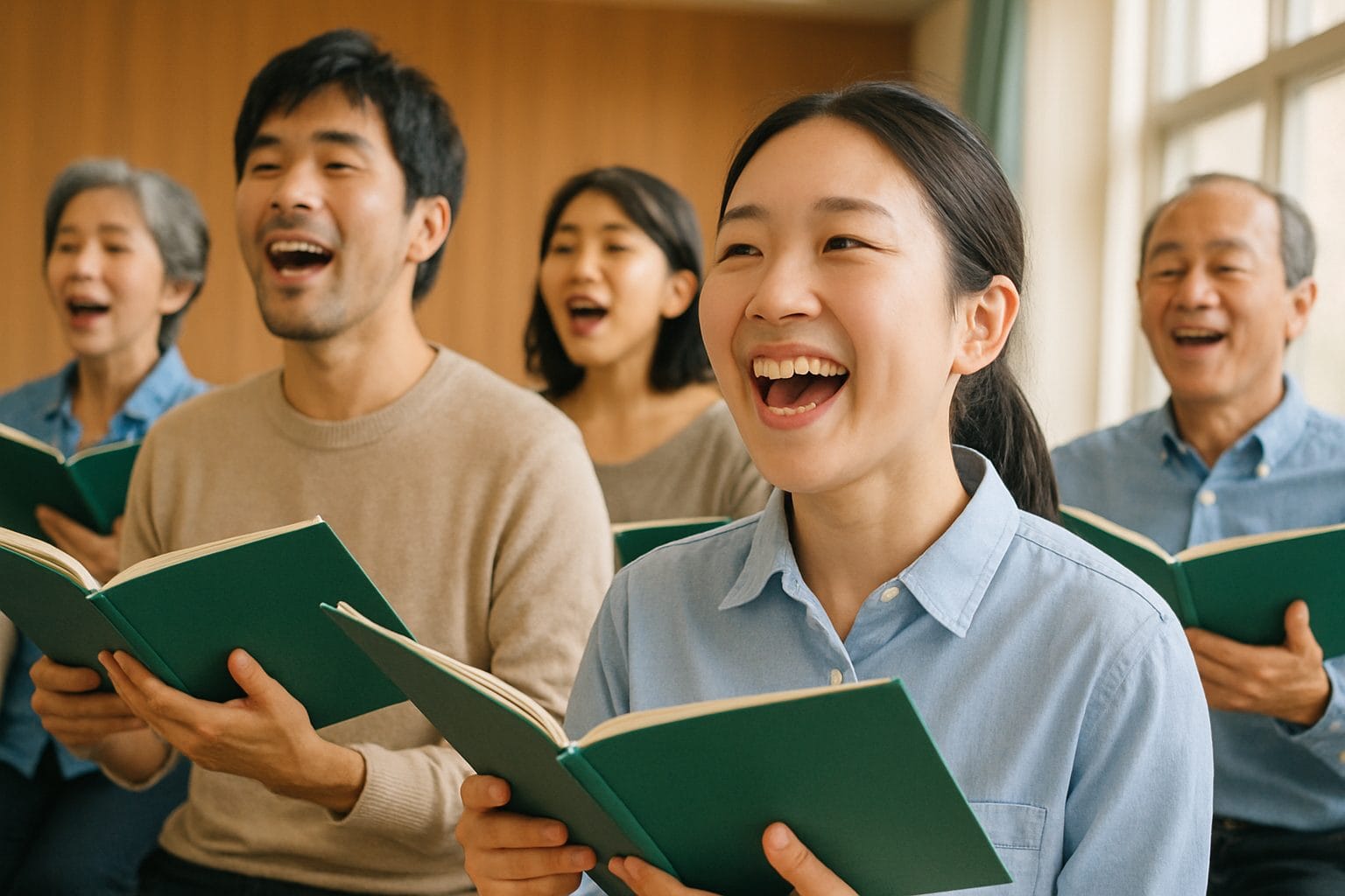 喜びの歌声が響く