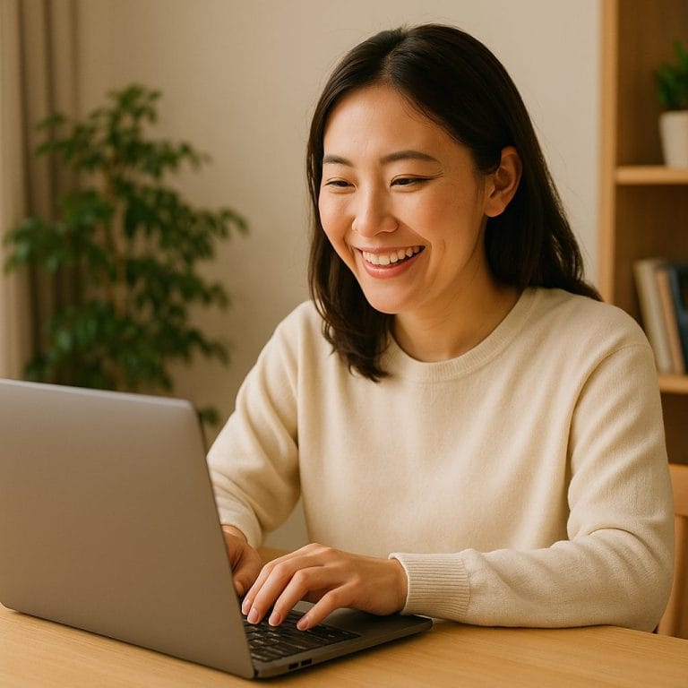 明るい部屋で微笑む女性