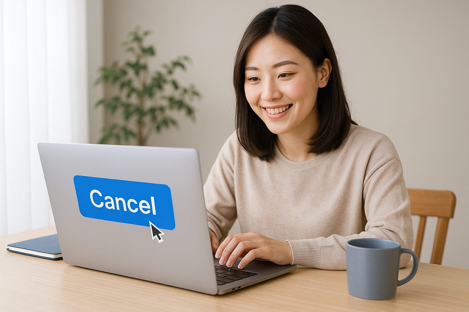 明るい部屋で仕事中