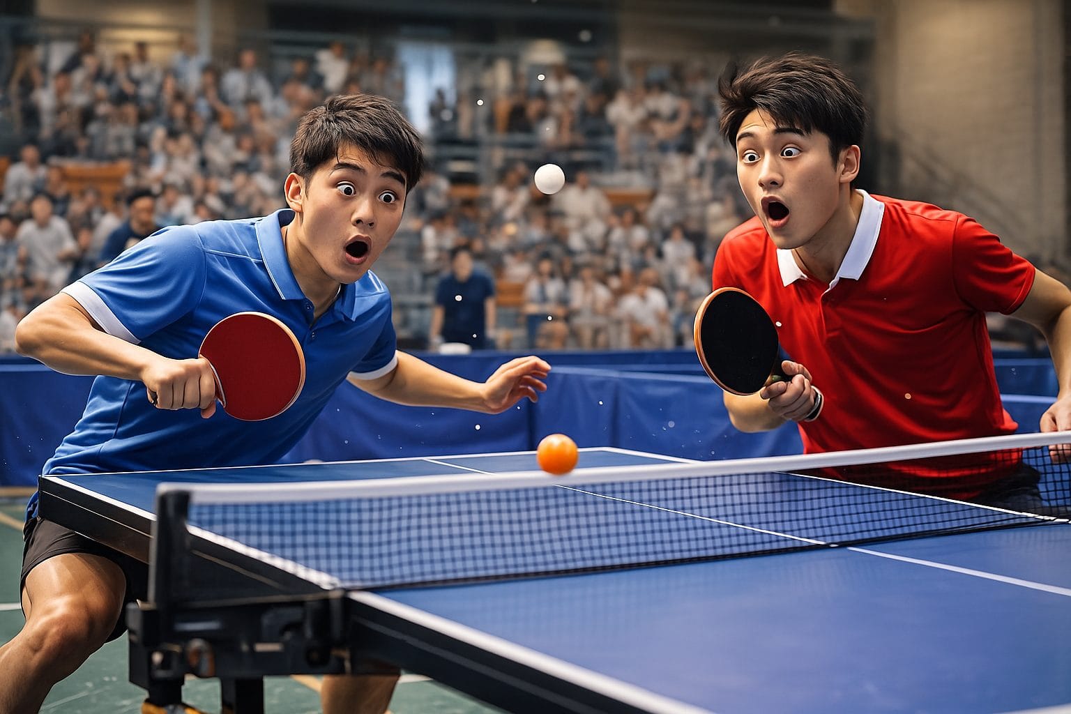 卓球の真剣勝負