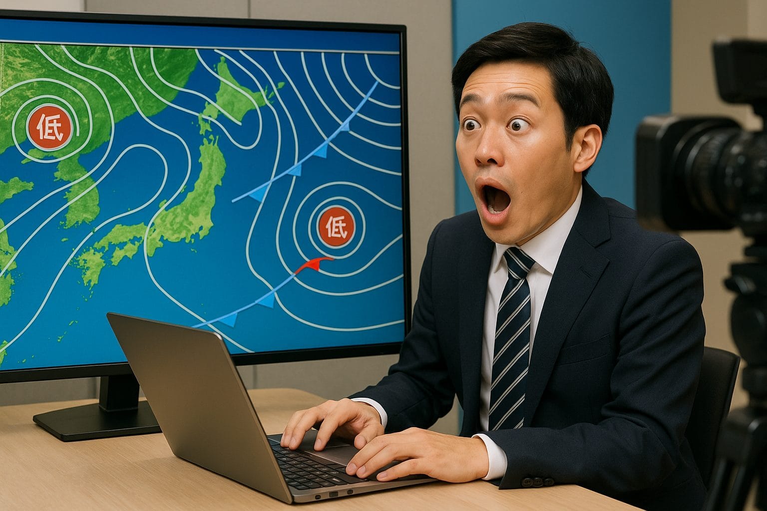 天気予報士の驚きの瞬間