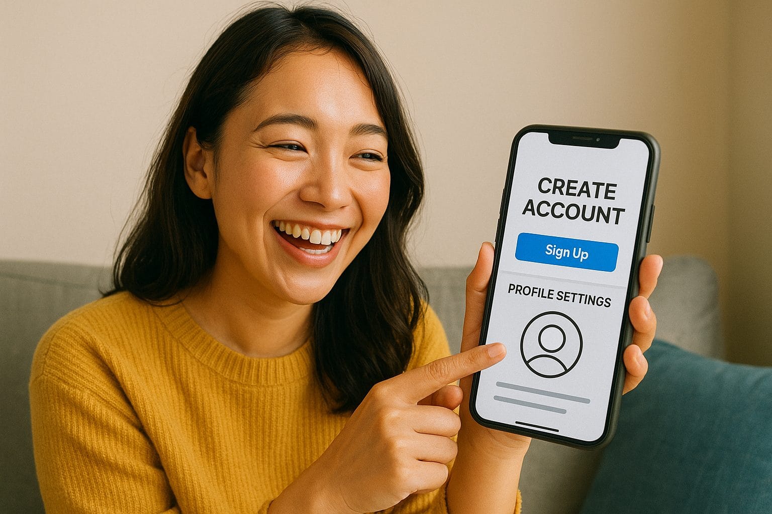 スマートフォンでアカウント作成中