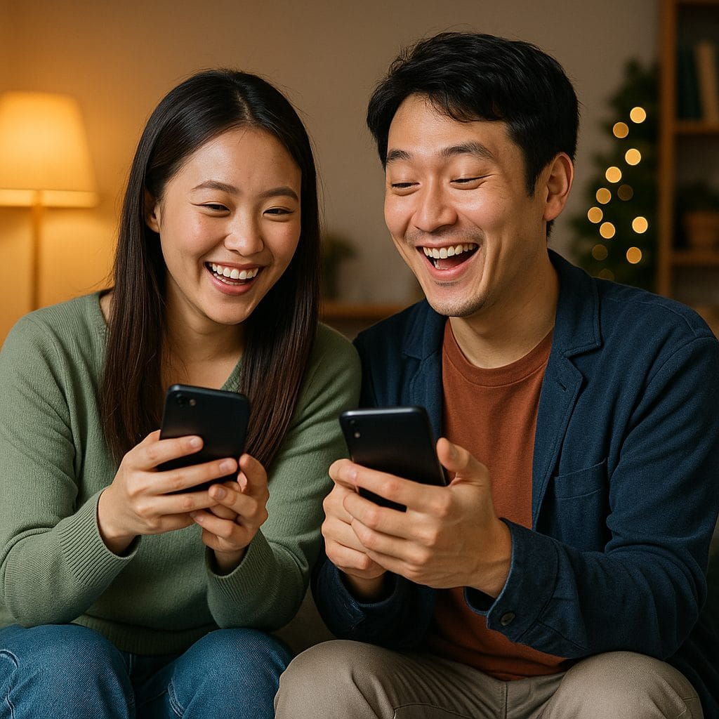 暖かなリビングでの笑顔