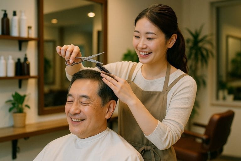 ヘアカット中の穏やかな瞬間