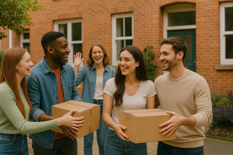 引越し日・友達の笑顔