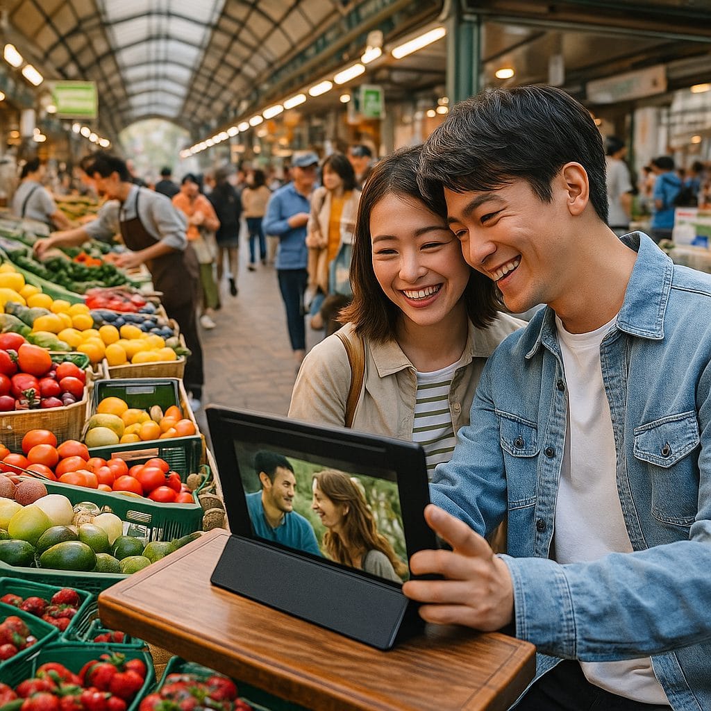 朝の市場でのひととき