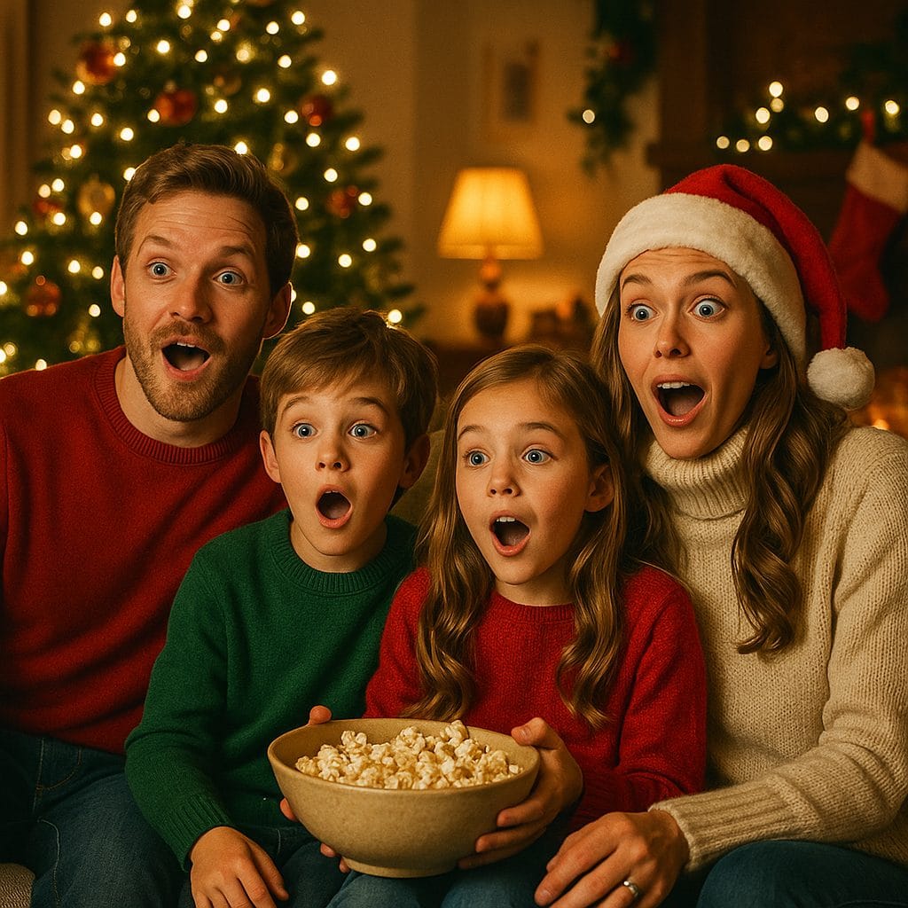 クリスマスの喜びに満ちた家族