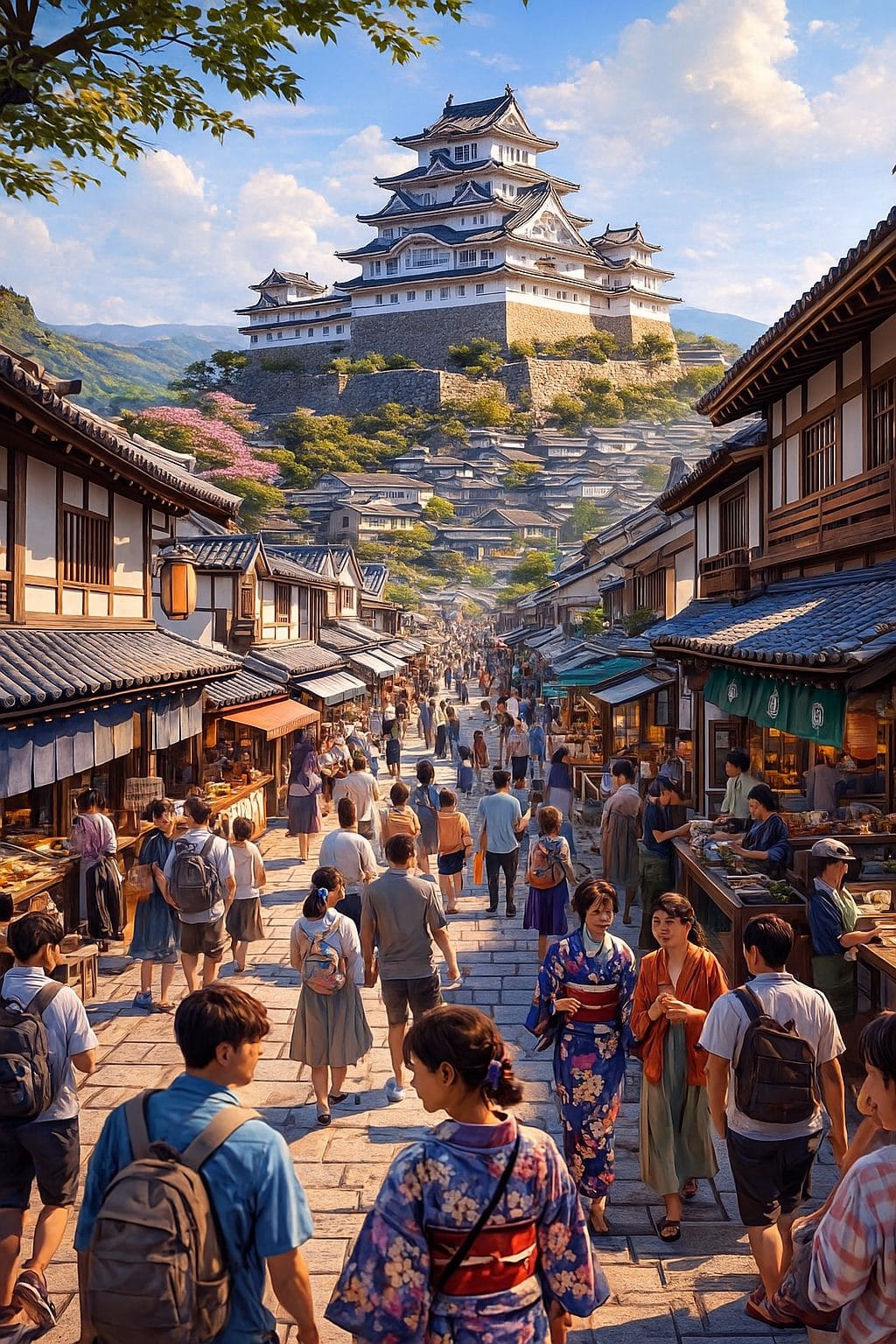 城下町と春の光景