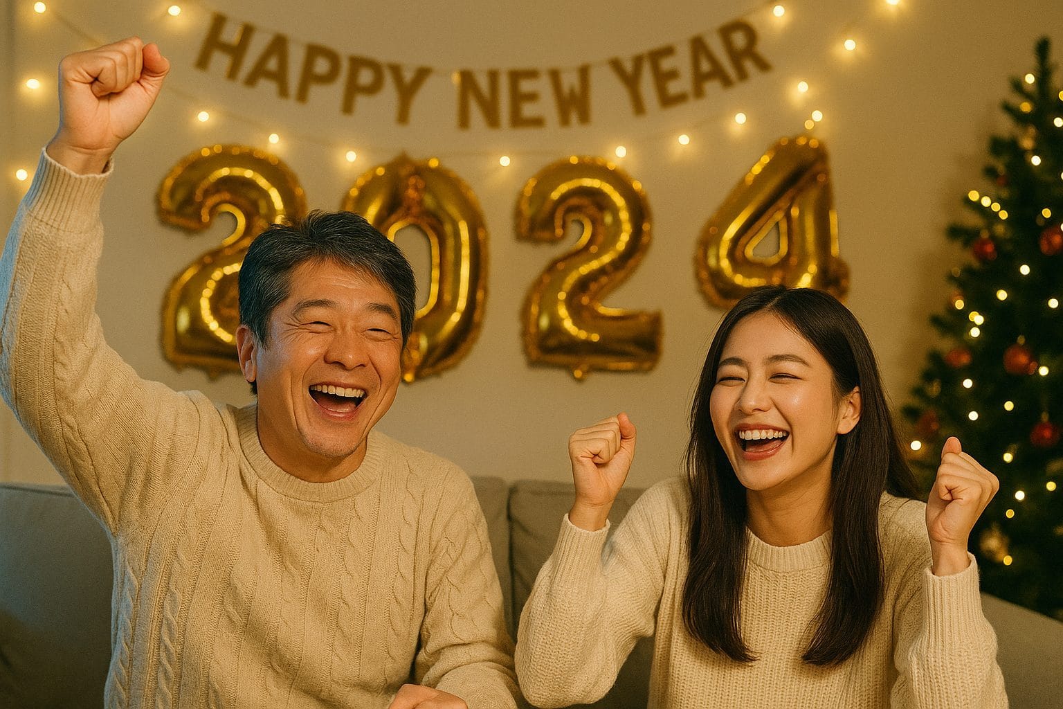 新年の祝福と温かい笑顔