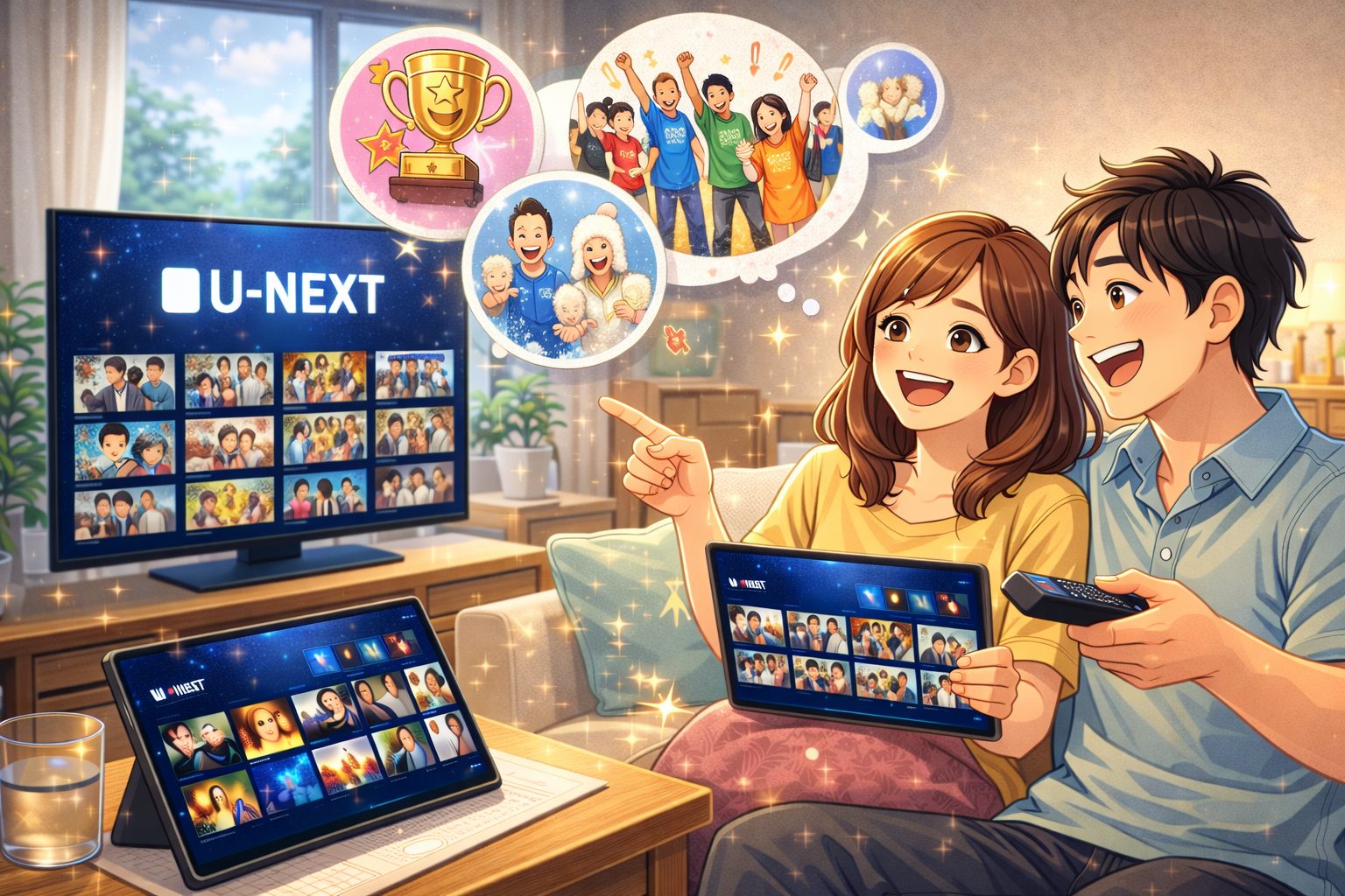 節約チェックリストとスマホ画面を見ながらVODを比較するイメージ