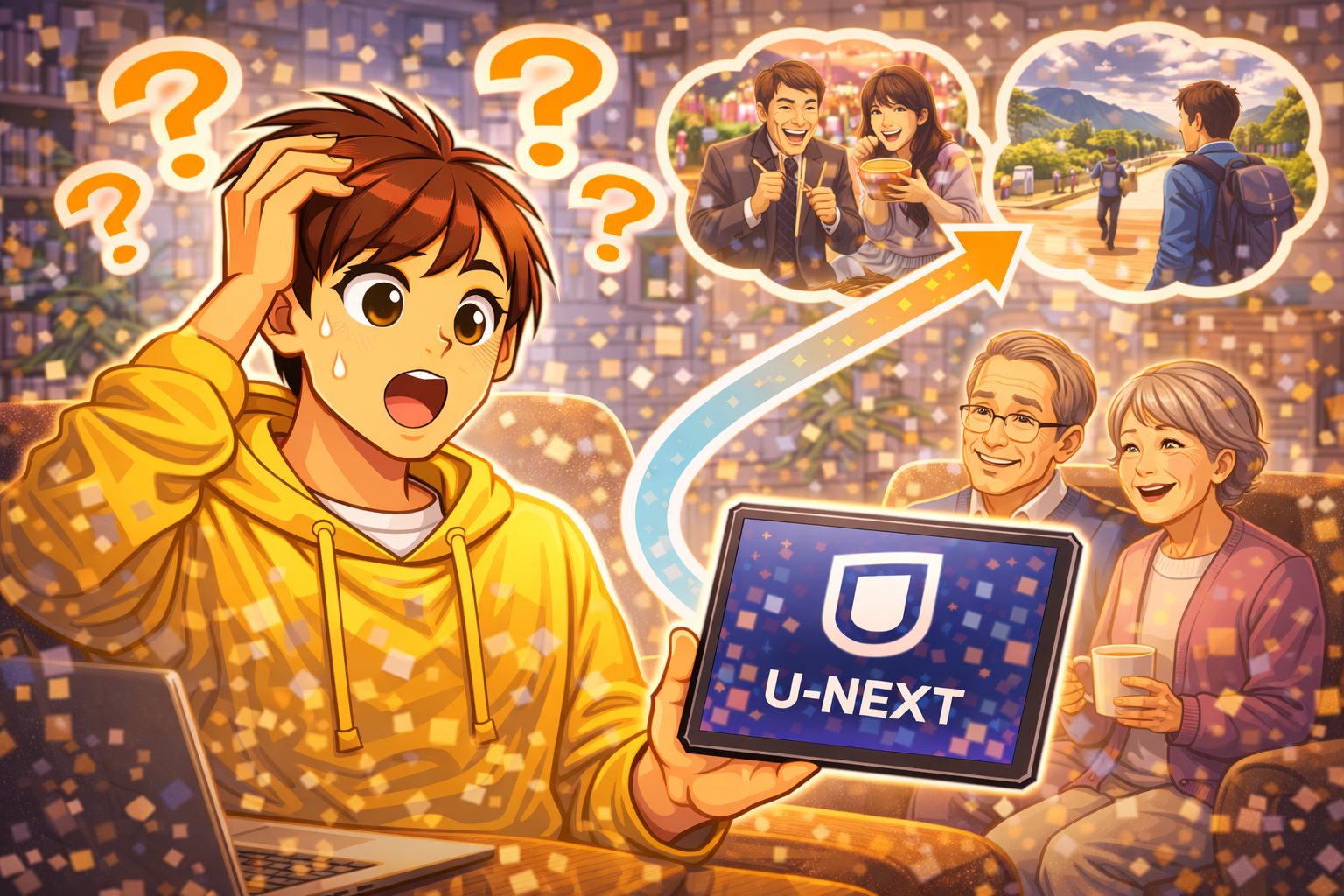 主要VODの役割イメージ（幅広さ・話題性・家族利用など）